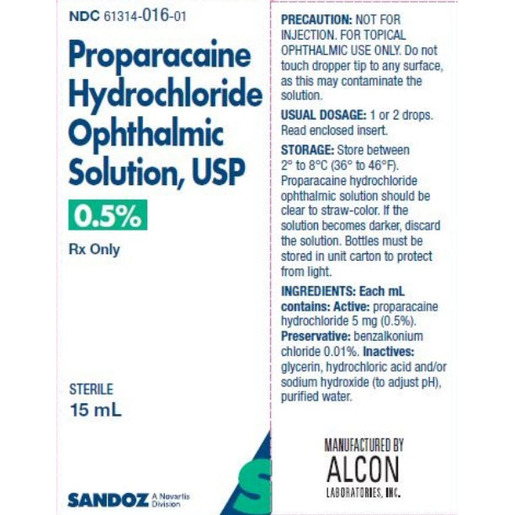 Proparacaine HCl Solution 0.5%, 15mL Eye Drops