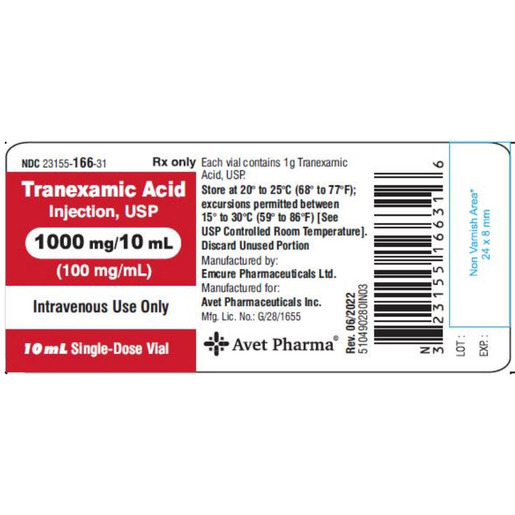 Tranexamic Acid, 100mg/mL, 10mL Vial