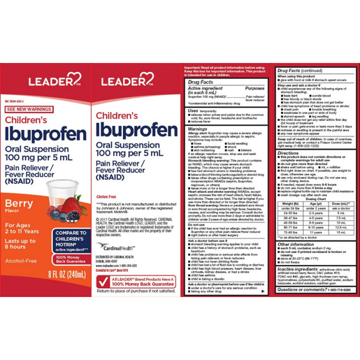 Ibuprofen, Oral Suspension, 100mg/5ml, 4oz Bottle, Child, Berry Flavor