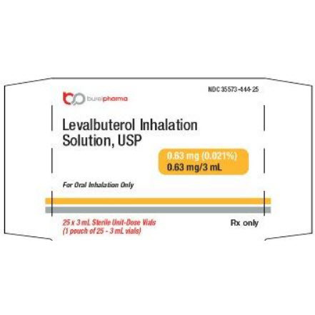 Levalbuterol, 0.63mg/3mL, 3mL Vial