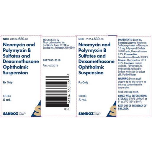 Neomycin Sulfate/Polymyxin B Sulfate/Dexamethasone 0.1%, 5mL Eye Drops