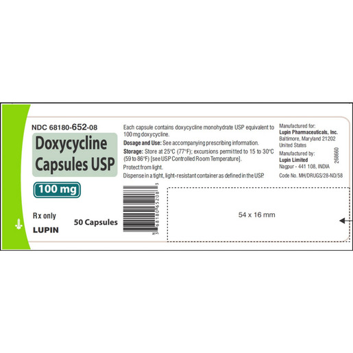 Doxycycline, 100mg, 50 Capsules
