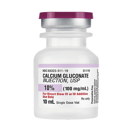 Calcium Gluconate 10%, 100mg/mL, 10mL Vial