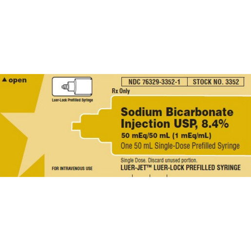 Sodium Bicarbonate 8.4%, 1mEq/mL, 50mL Luer Jet Prefilled Syringe