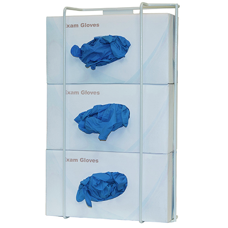 Glove Box Dispenser, 8.16 H x 16.32 W x 3.7in D, White, Coated Wire