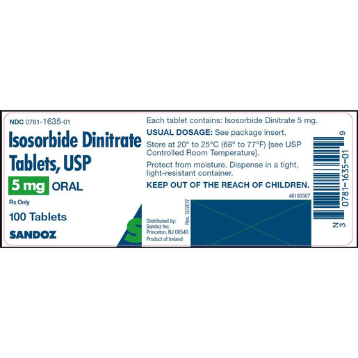 Isosorbide Dinitrate, 5mg, 100 Tablets