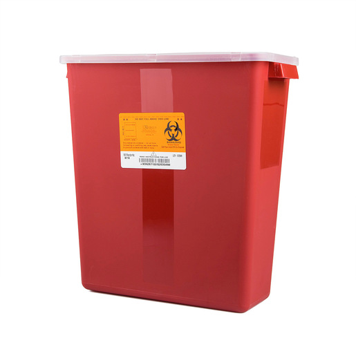 Stackable Sharps Container, Red/Black, 3 Gallon