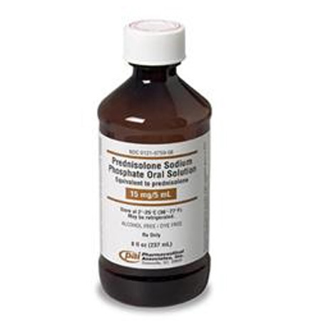 Prednisolone Syrup, 15mg/5mL, 237mL Bottle