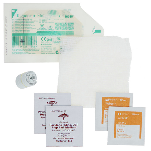 IV Start Kits with Tegadem Dressing, Latex Free Tourniquets