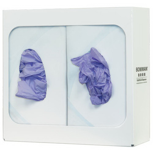 Glove Box Dispenser, 10 H x 10.5 W x 3.8in D, White, Powder-Coated Steel