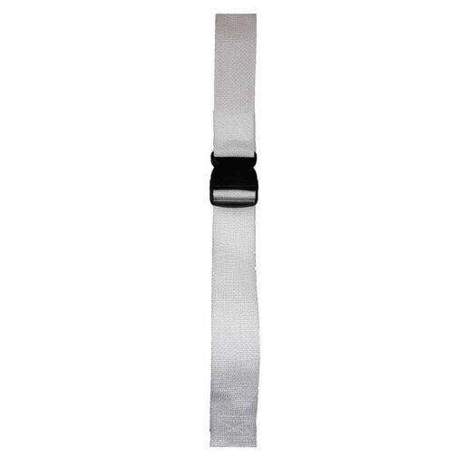 Restraint Strap, Plastic Side Release Buckle, Loop Ends, 7ft L x 2in W, White