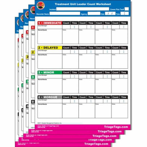 EMT3® Treatment Unit Leader Count Worksheet, Refill Pack