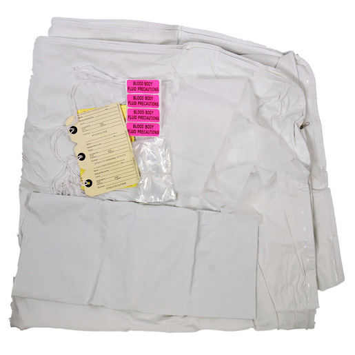 Cadaver Bag Kit, Adult, Curved Zipper, 36in x 90in, White