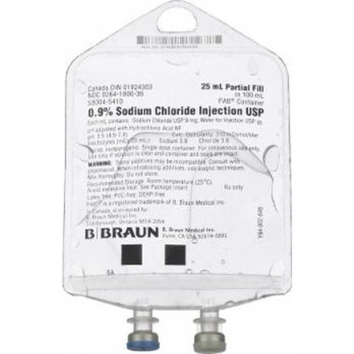 Sodium Chloride 0.9%, 25mL Fill in 100mL Bag