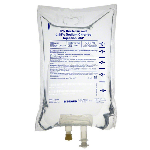 Dextrose 5% and Sodium Chloride 0.45%, 500mL EXCEL® Bag