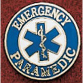Uniform Service Pin, 3/4in Diameter, Round, Emergency Paramedic with Star Of Life