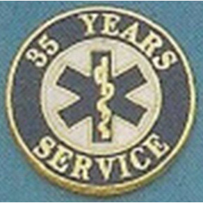 EMS Uniform Service Pin, 3/4in Diameter, Round, 35 Years