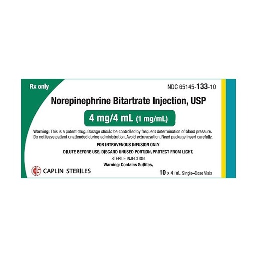 Norepinephrine, 4mg/4mL, Vial