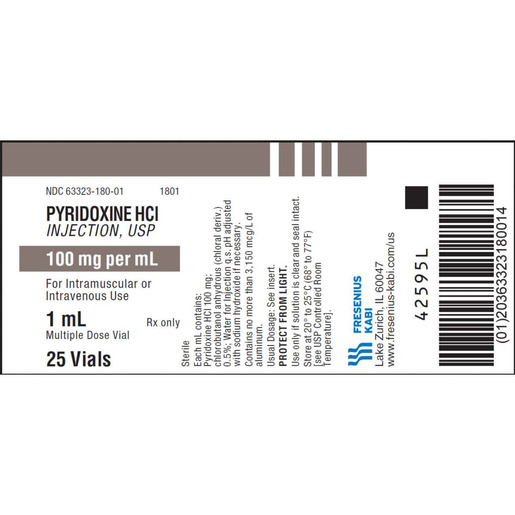 Pyridoxine, 100mg/mL, 1mL Vial
