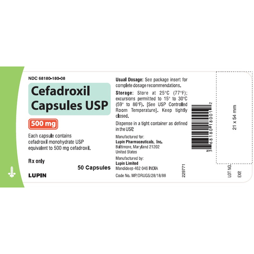 Cefadroxil Hydrate, 500mg, 50 Capsules