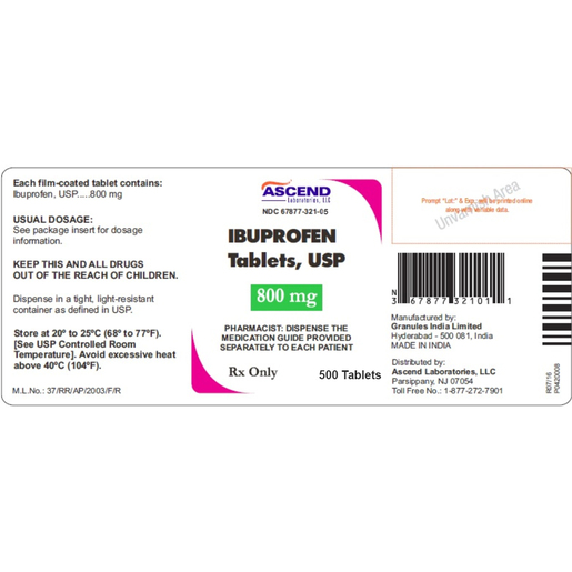 Ibuprofen, 800mg, 500 Tablets