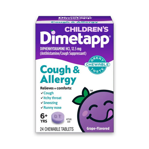 Dimetapp Diphenhydramine, 12.5mg, Children's Grape Chewable Tablet