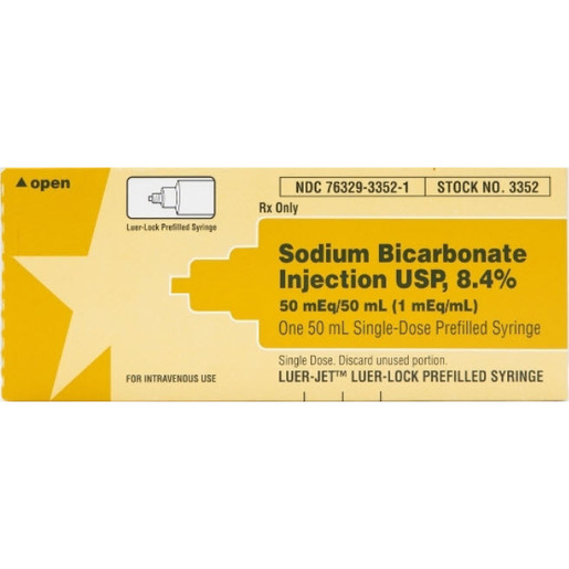 Sodium Bicarbonate 8.4%, 1mEq/mL, 50mL Luer Jet Prefilled Syringe