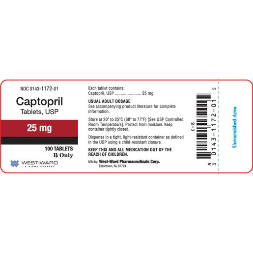 Captopril, 25mg, 100 Tablets