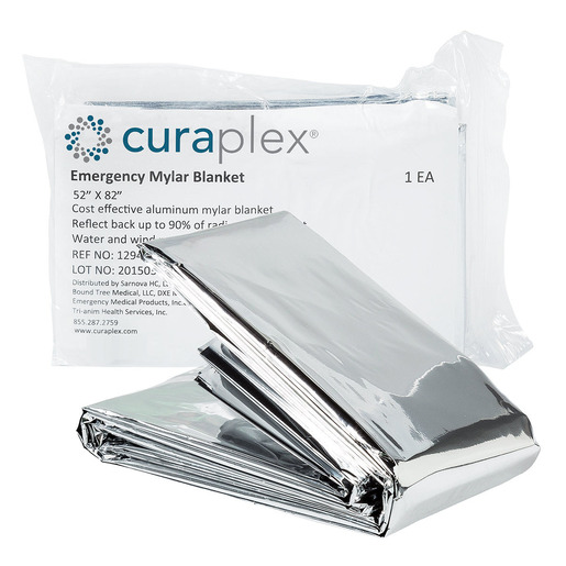 Curaplex® Emergency Blanket, Mylar, 82in x 52in, Silver