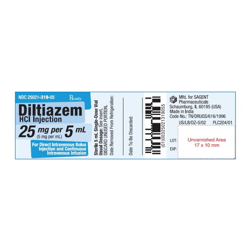 Diltiazem, 5mg/mL, 5mL Vial