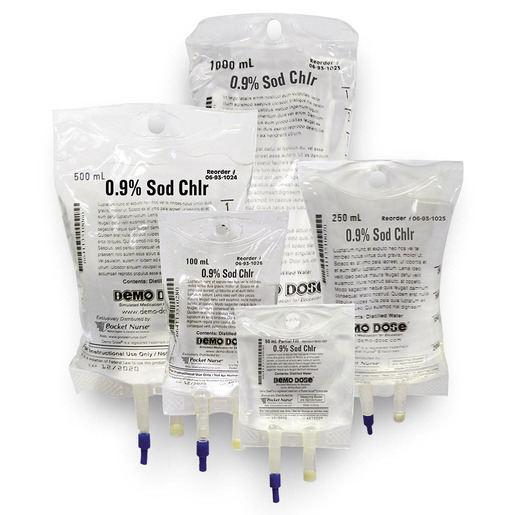 Demo Dose Simulated IV Fluid, Simulated 0.9% NaCl, 500ML