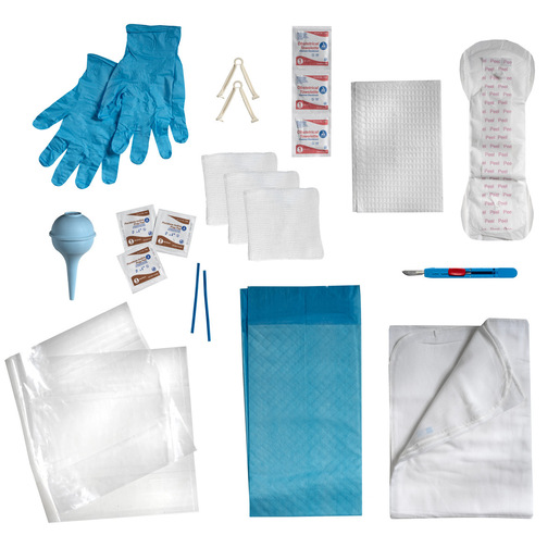 Curaplex® OB Kit, Plastic Bag, Gloves, Underpad, Clamps, Towels, Scalpel, OB Pad, Sponges, Bulb Syringe