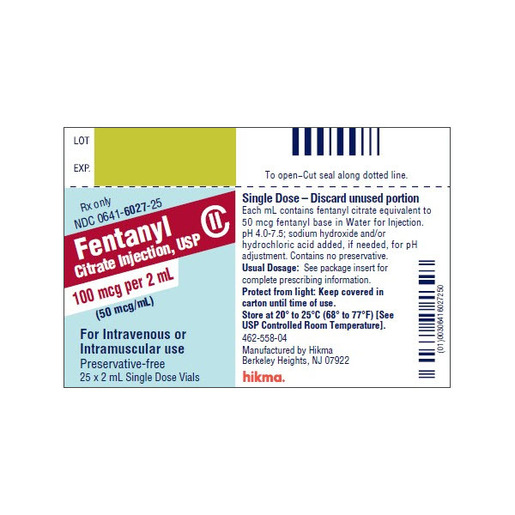 Fentanyl, 0.05mg/mL, 2mL Vial