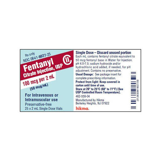 Fentanyl, 0.05mg/mL, 2mL Vial