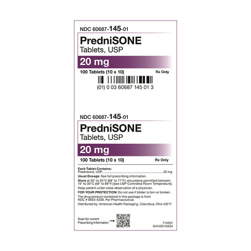 Prednisone, 20mg, Tablets