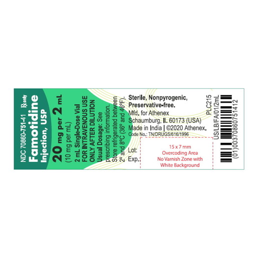 Famotidine, 10mg/ml, 2ml Vial