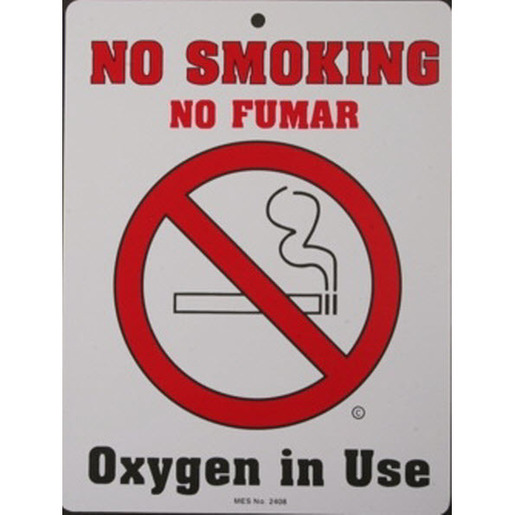 No Smoking Sign, 6in x 8in, Plastic