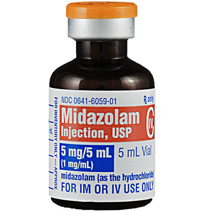 Midazolam, 1mg/mL, 5mL Vial