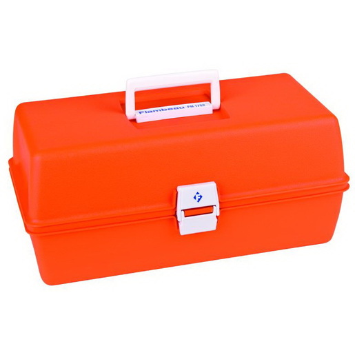 Flambeau First Aid Case, 15in L x 6-3/4in W x 6-1/2in D, Model 1702, Orange, Copolymer Resin