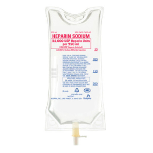 Heparin in 0.45% NaCl, 100units/mL, 250mL Bag