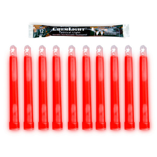 ChemLight® Safety Lightstick, 10+hr Duration, 6in L, Red