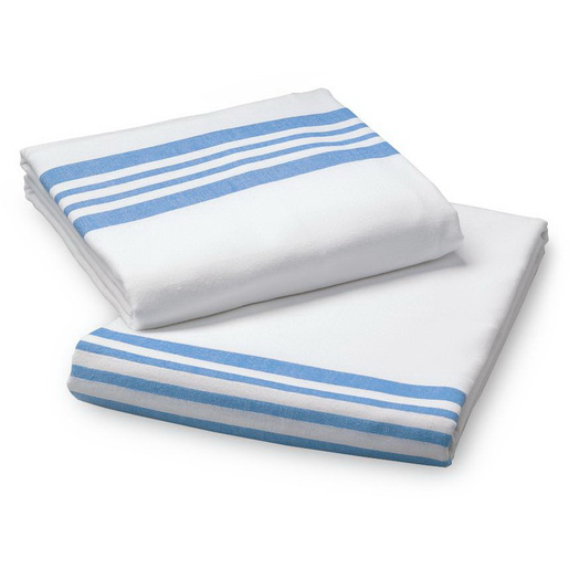 Olympus Blue Striped Flannel Blanket, White with Blue Stripe, 90in L x 70in W