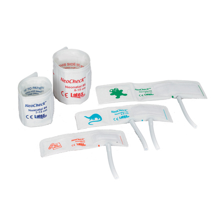 NeoCheck™ Disposable Blood Pressure Cuff with Single Tube Female Luer Connector, Neonatal #5, Red