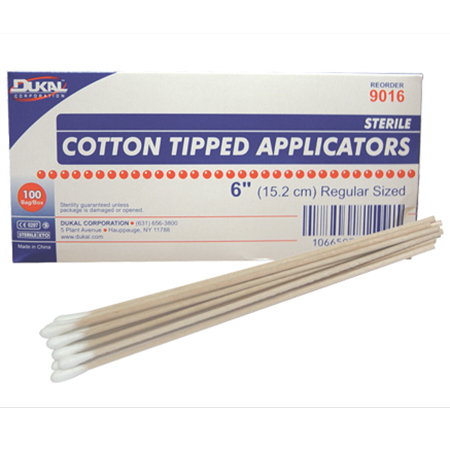 Medline Sterile Cotton Swab, 6 in., Wood Shaft, 200/box (20 packs of 10/pk)