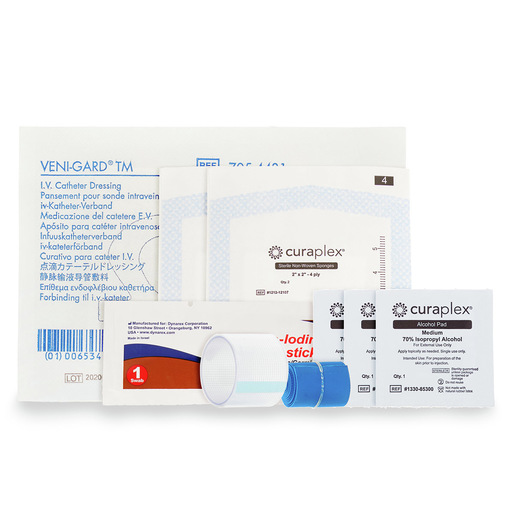 Curaplex® IV Start Kit W/ Veni-gard, PVP Swab