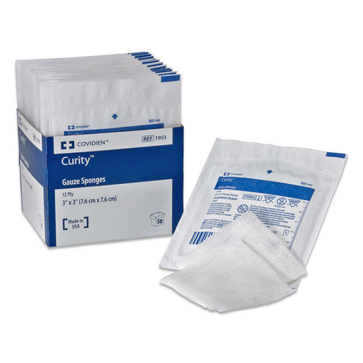 Curity™ Gauze Sponges, Sterile, 4in x 4in, 8-Ply, Case of 1600