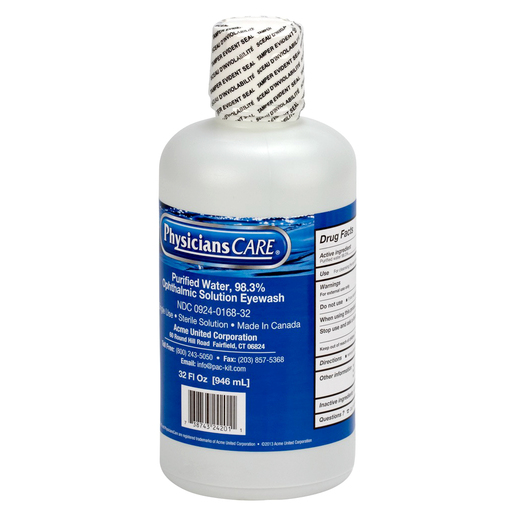PhysiciansCare® Eyewash Bottle, Screw Cap, 32oz