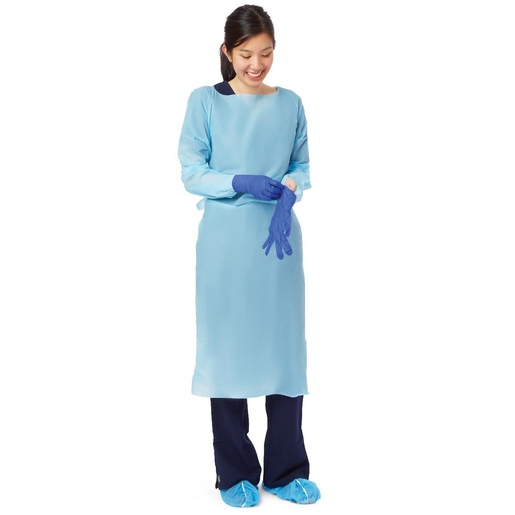 Medline Thumbs Up® Standard Polyethylene Isolation Gown, Regular/Large, Blue