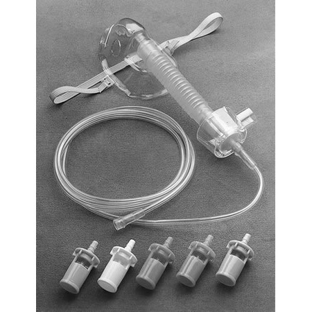 Oxygen Mask, Tracheostomy, Venturi, AirLife, Disposable, 6 Jets, 6 in Flextube, 7 ft Tubing, Adult