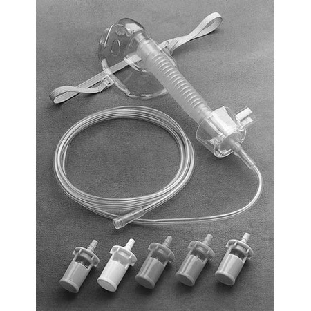 Venturi Style Tracheostomy Mask with 6 Color-coded Jets, Flextube, O2 Tubing, Universal Connector, Adult